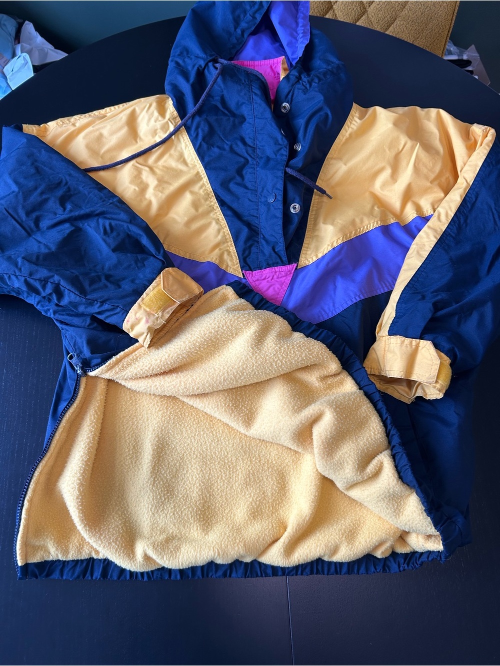 Vintage 90s Neon Colorblock Ski Jacket Retro Apres Ski Anorak Oversized - Picture 12 of 14